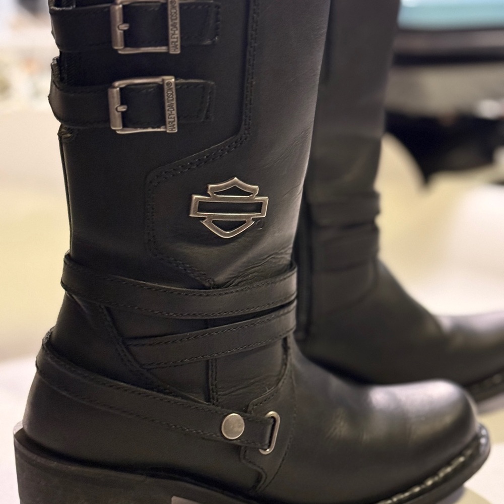 Harley-Davidson Kayleigh Black Riding Boots with Buckles 7 1/2